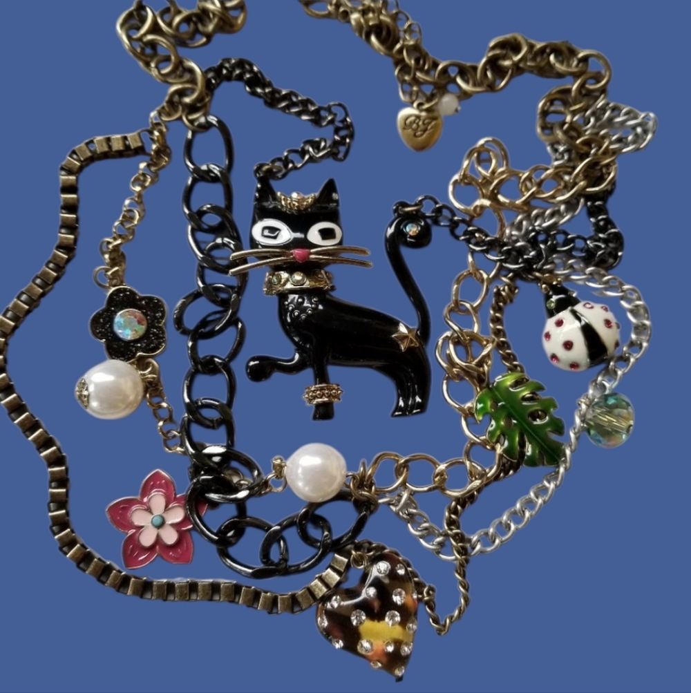 🐈‍⬛🌷🐞Betsey MOROCCAN Black Cat 3-Strand Necklace - EPC🌷🐞🐈‍⬛